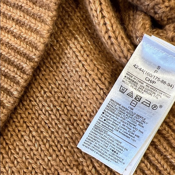 Gap caramel cable knit turtleneck sweater small boxy cozy oversized - Picture 6 of 8
